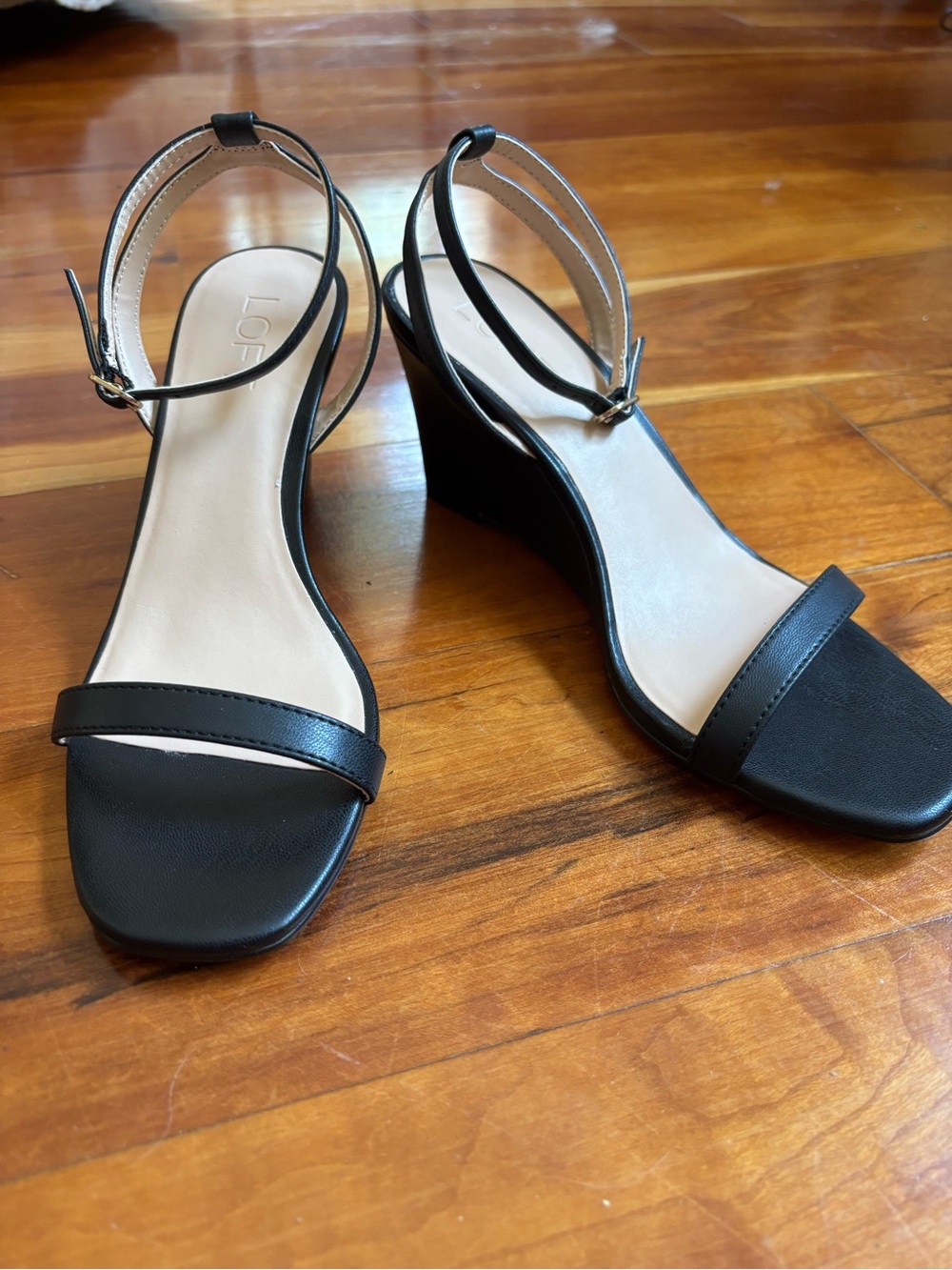 LOFT Black Slingback Wedge Sandals